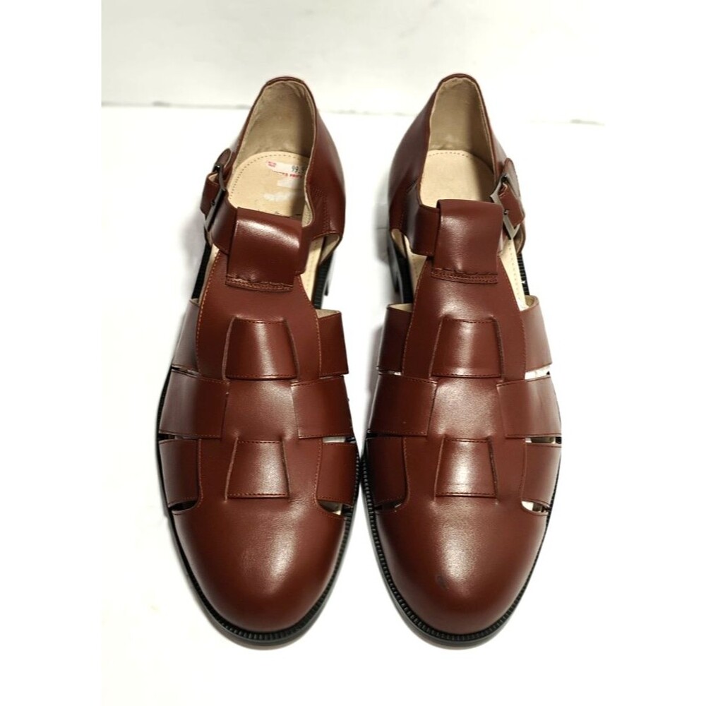 NEW Conti Mens Fisherman Sandals Brown Leather Buckle Dress Shoes Size 16D ($99)